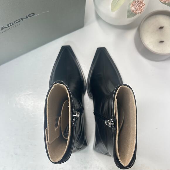 Vagabond Vivian Leather Chunky Block Heel Pointed Toe Boot Black Women 6/EU36NWB - Picture 5 of 9